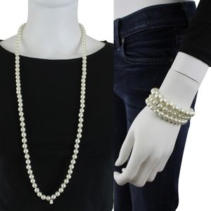 Givenchy Pearl Necklace and Stretch Bracelet Set